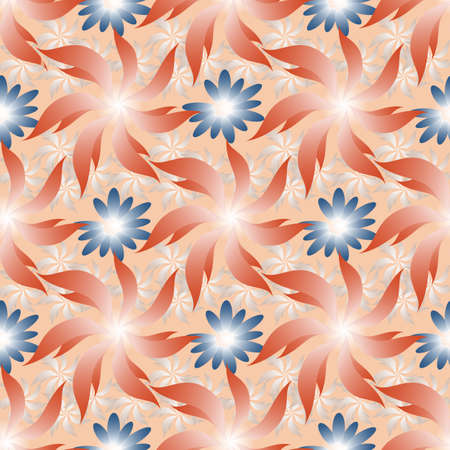 Seamless pattern with abstract flowers on pink background.のイラスト素材