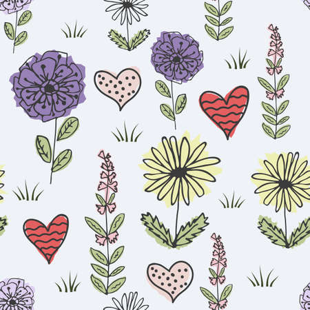 Seamless children s pattern with fabulous flowersのイラスト素材