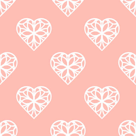 Vector seamless retro pattern with mosaic hearts
