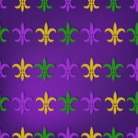 Seamless pattern with fleur de lis symbol for Mardi Gras.のイラスト素材