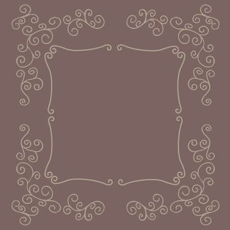 Vector curly frame with sinuous lines on a brown backgroundのイラスト素材