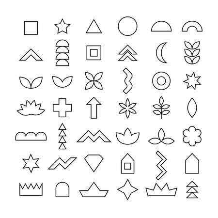 Vector drawings of different geometric shapes from lines setのイラスト素材