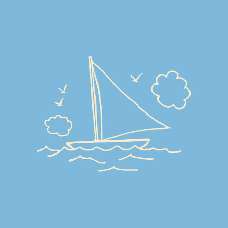 Little cute tiny sailboat sailboat doodle sketch.