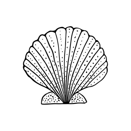 Hand-drawn seashell spiral with a texture of many dots.のイラスト素材