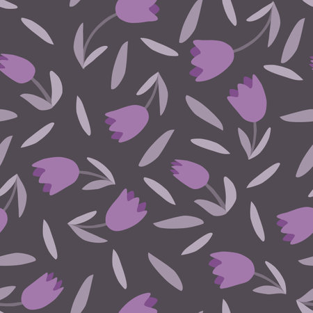Seamless pattern with hand-drawn flowers. Vector illustrationのイラスト素材