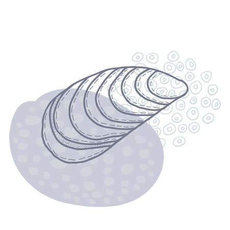 Hand-drawn seashell spiral with a texture of many dots.のイラスト素材