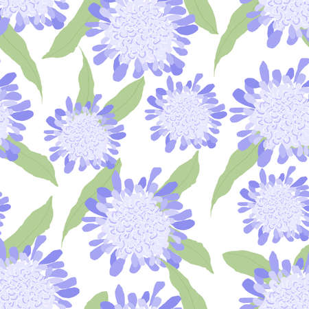 Seamless Pattern with Blue Flowers on a White Backgroundのイラスト素材