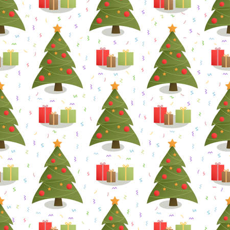 Seamless background with christmas tree design on green backgroundのイラスト素材
