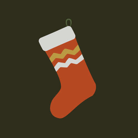Red sock for gifts isolated in a black background.