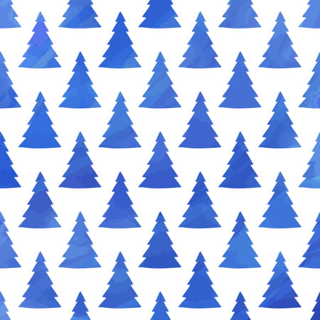 Blue background with Christmas trees. Vector illustrationのイラスト素材