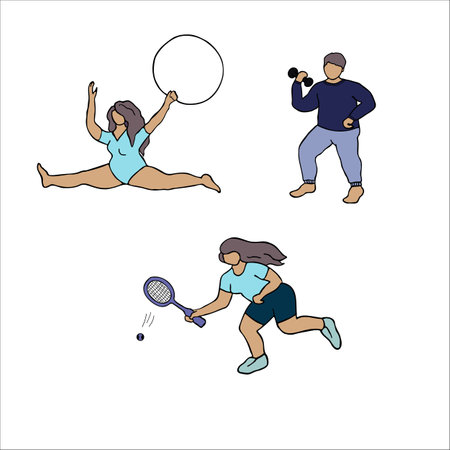 A set of silhouettes of people who play sports.のイラスト素材