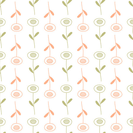 Seamless pattern with abstract flowers on a white background. Vector design for textiles, wrappers, webのイラスト素材