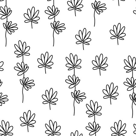 Hand drawn twigs with leaves in the doodle style. Vector illustration Black and white vector illustration sketch. EPS10のイラスト素材