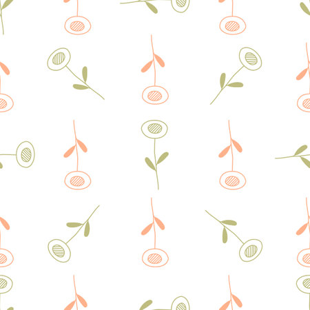 Seamless pattern with abstract flowers on a white background. Vector design for textiles, wrappers, webのイラスト素材