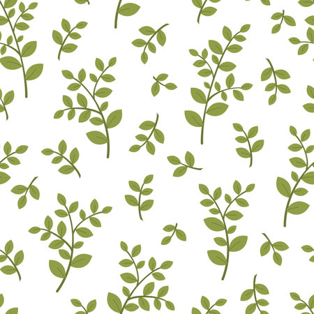Seamless pattern with leaves on a white background. Hand drawn vector illustration.のイラスト素材