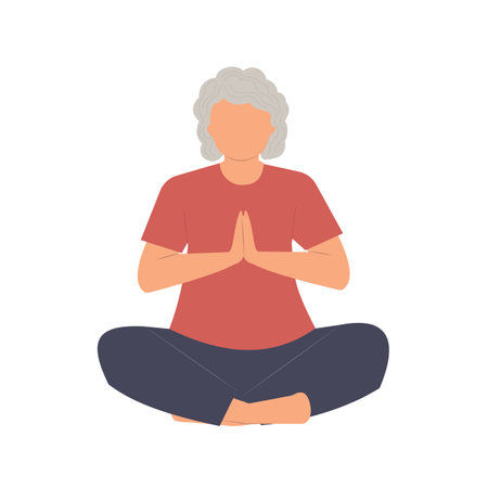 Elderly lady doing sports outdoor. Sports, leisure for Senior People.のイラスト素材