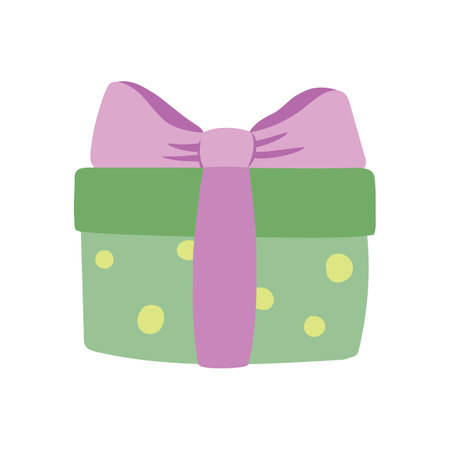 A gift box with a ribbon hand-drawn on a white background.のイラスト素材