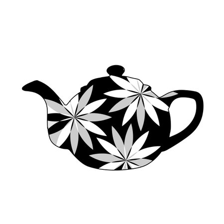 Stylized illustration of a teapot with flowersのイラスト素材