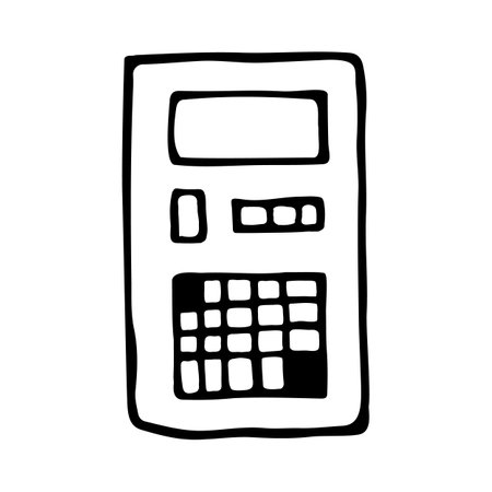 Vector calculator icon in doodle style.のイラスト素材