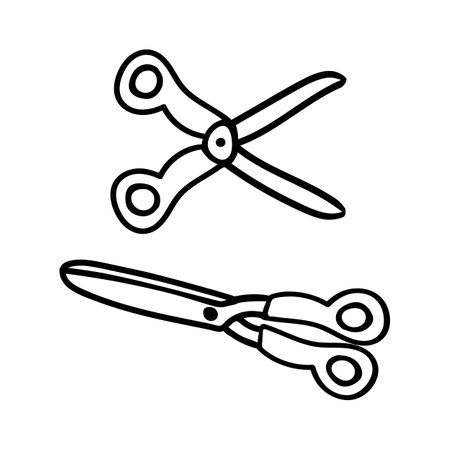 Hand drawn black and white scissors in doodle styleのイラスト素材