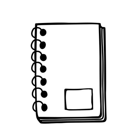 A hand-drawn notebook in the style of doodlesのイラスト素材