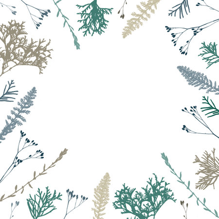 Frame with blades of grass and twigs.のイラスト素材