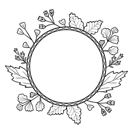 Vintage flower frame isolated on white background. Hand-drawn vector illustration.のイラスト素材