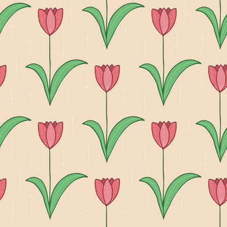 Vector hand drawn background with tulips. Vintage seamless pattern Tulipsのイラスト素材