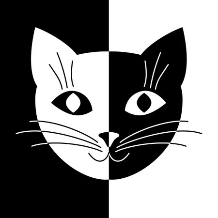 Simple and cute black and white cat. Vector illustration.のイラスト素材
