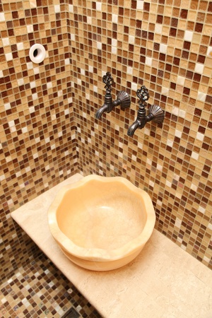 Bowl from a natural stone in the Turkish bathの写真素材