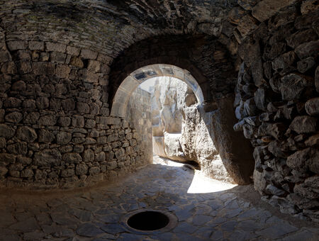 View from a grotto in the ancient Armenian temple complex Geghardのeditorial素材