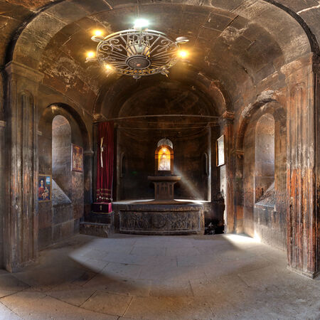 Interiors of the temple complex Hor Virap in the mountains of Armeniaのeditorial素材