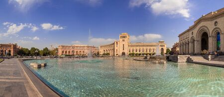 The fountain on a central square of the city of Yerevan in Armeniaのeditorial素材