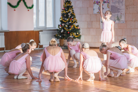 Feodosia, Russia - December 18, 2016: Children's dancing in the ballet hall. Emotional children's ballet. Soft focusのeditorial素材