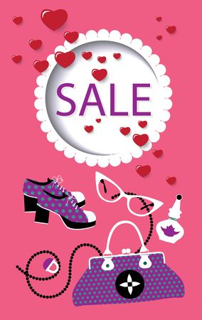 Happy Valentines Day SALE poster. Sample banner for a SALE on Valentine's Day.の写真素材