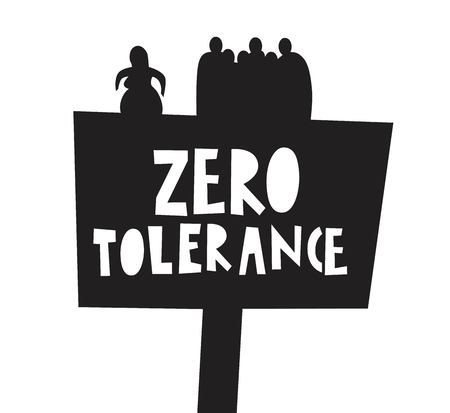 Zero tolerance poster. Stop discrimination. A crowd of people against one person. Vector illustrationのイラスト素材