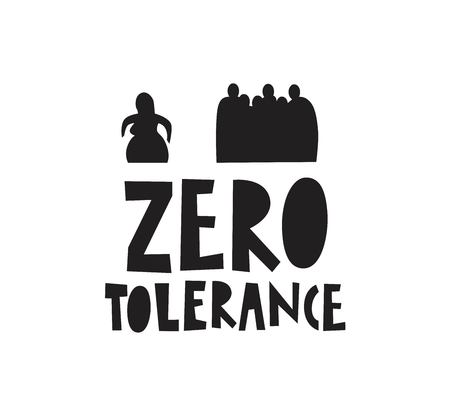 Zero tolerance poster. Stop discrimination. A crowd of people against one person. Vector illustrationのイラスト素材