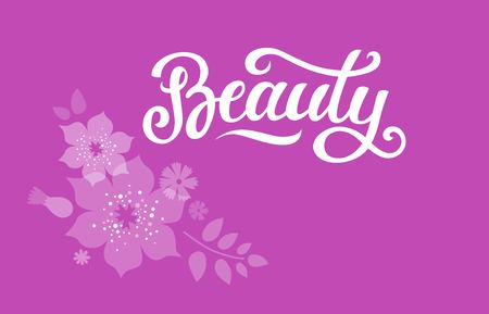 Beauty hand drawn text. For Brow Bar, Flowers decoration. Nail Studio or Beauty blog.のイラスト素材