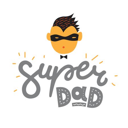 Vector illustration for Father's Day. Quote Super Dad. For greeting card, poster, banner, printing, mailingのイラスト素材