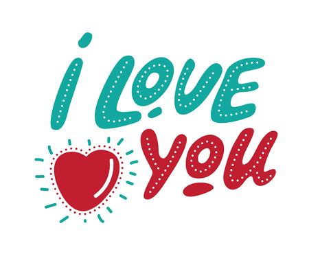 Valentines day hand drawn lettering. I love you. love quote. Love qoutes. Vector typography poster, stamp design, line art. For invitation, poster ore post cardのイラスト素材
