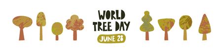 World tree day, forest day concept card or poster template. Vector illustration