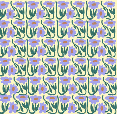 ornament of bouquets of flowers of lilac daisies. High quality illustrationの写真素材