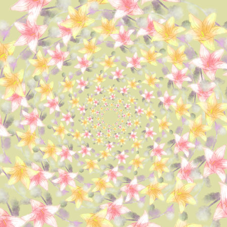 floral background of pink and yellow flowers. High quality illustrationの写真素材