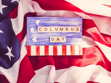 Beautiful Greeting Card on Columbus Day. Preparation for the holidayの写真素材