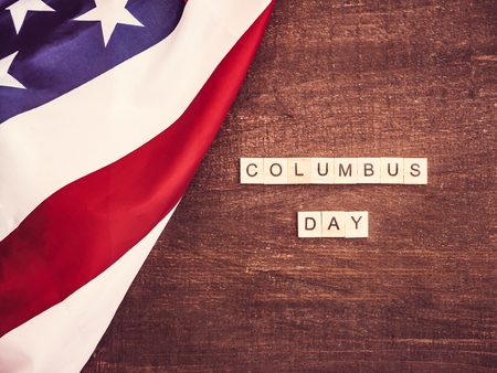 Beautiful Greeting Card on Columbus Day. Preparation for the holidayの写真素材