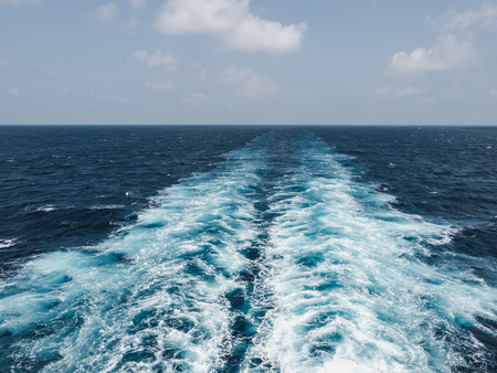 Trace of a cruise liner on the sea surface