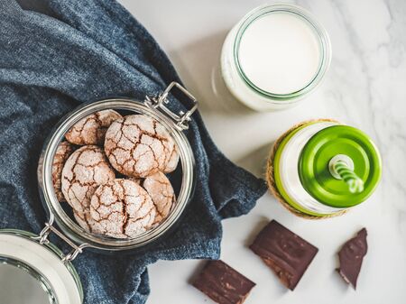 Fresh, fragrant handmade cookies. Close-up, side view. Tasty and healthy eating conceptの写真素材