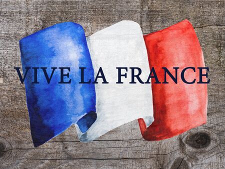 French Flag. Beautiful patriotic card. Close-up, view from above. National holiday concept....