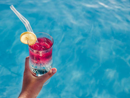 Beautiful cocktail glass. View from above, close-upの写真素材