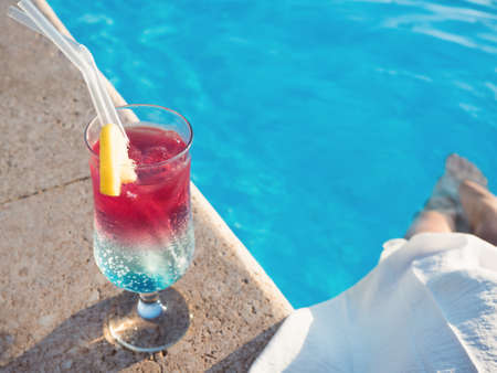 Beautiful cocktail glass. View from above, close-upの写真素材